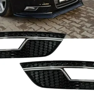 Audi A4 B8 Tågelygte Indsatser Honeycomb Blanksort / Krom 11-15 | Topprodukt