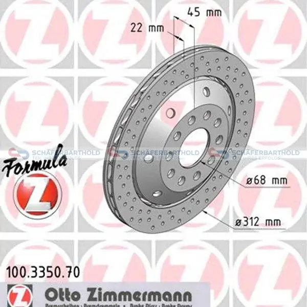 Topkvalitet - Bremseskive Sport Formula Z foraksel højre, Ø-312 - OE-referencer VAG