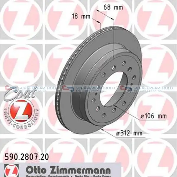 Bremseskive bagaksel, Ø-312 mm ZIMMERMANN - til TOYOTA | Udsalg