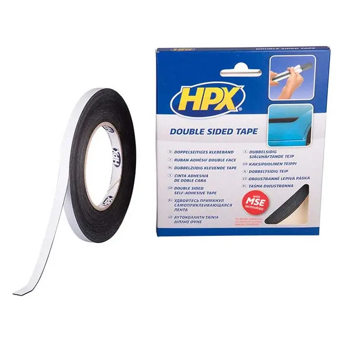 HPX dobbeltklæbende tape sort, 9mm x 10m - Bestil nemt
