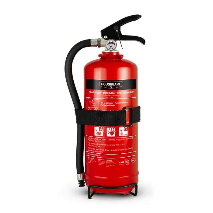 Housegard brandslukker pulver 2 kg. med beslag - Prisnedsættelse