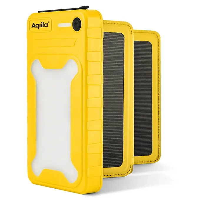 Premium - Solcellepowerbank 10.000 mAh 20W PD USB-C/USB-A IP54 - aqiila