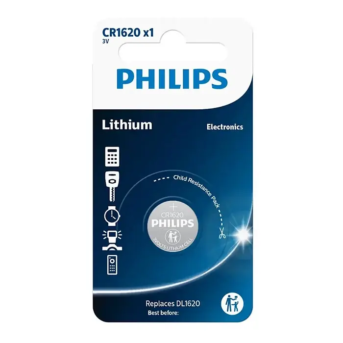 På lager - Philips CR1620 Knapcelle batteri 3V