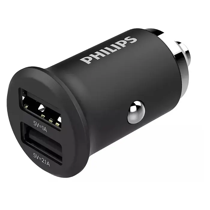 Sidste chance - Philips USB lader til cigarstik 2 x USB-A 15W