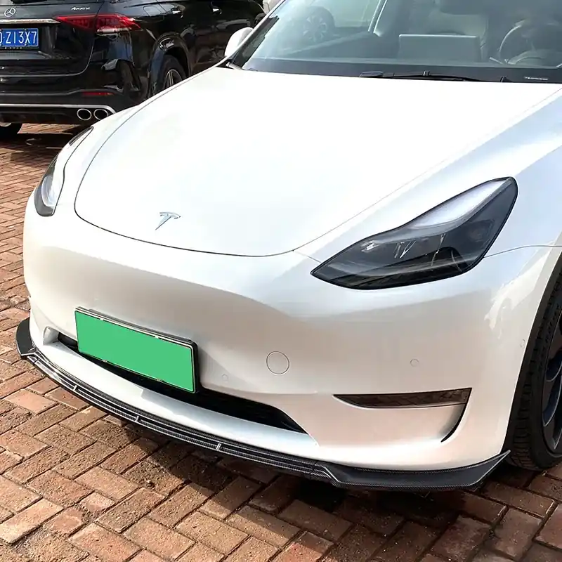 AutoStyle, Frontspoiler lip, Passer til Tesla Model Y 2019-, Glossy Black ABS, 3-delt | Ny vare
