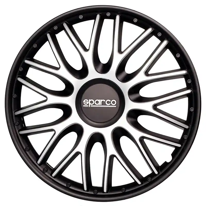 Sparco, Hjulkapsler, 4stk., Roma - 16-tommer - Silver/Black - Ekstra rabat