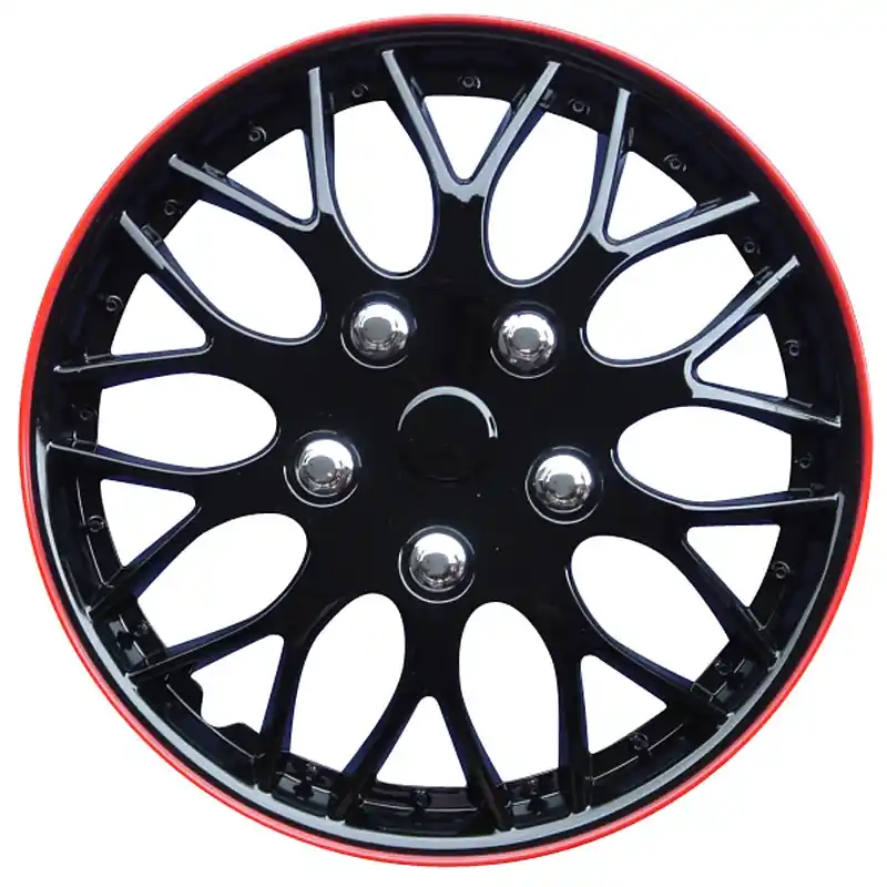 AutoStyle, Hjulkapsler, 4stk, Missouri 14-tommer black/red rim | Kundernes favorit