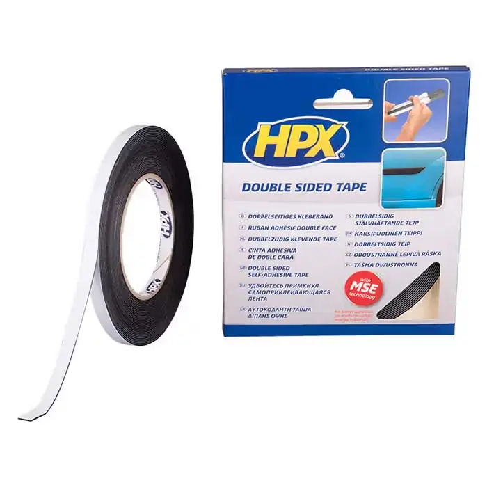Kundernes favoritter - HPX HPX dobbeltklæbende tape sort, 9mm x 10m