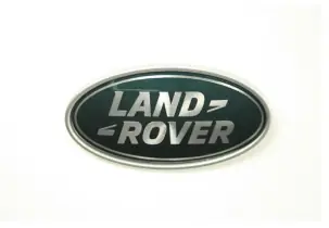Tilbuddet slutter snart | Land Rover "Land Rover" badge grønt ovalt med sølv bogstaver og sølv kant